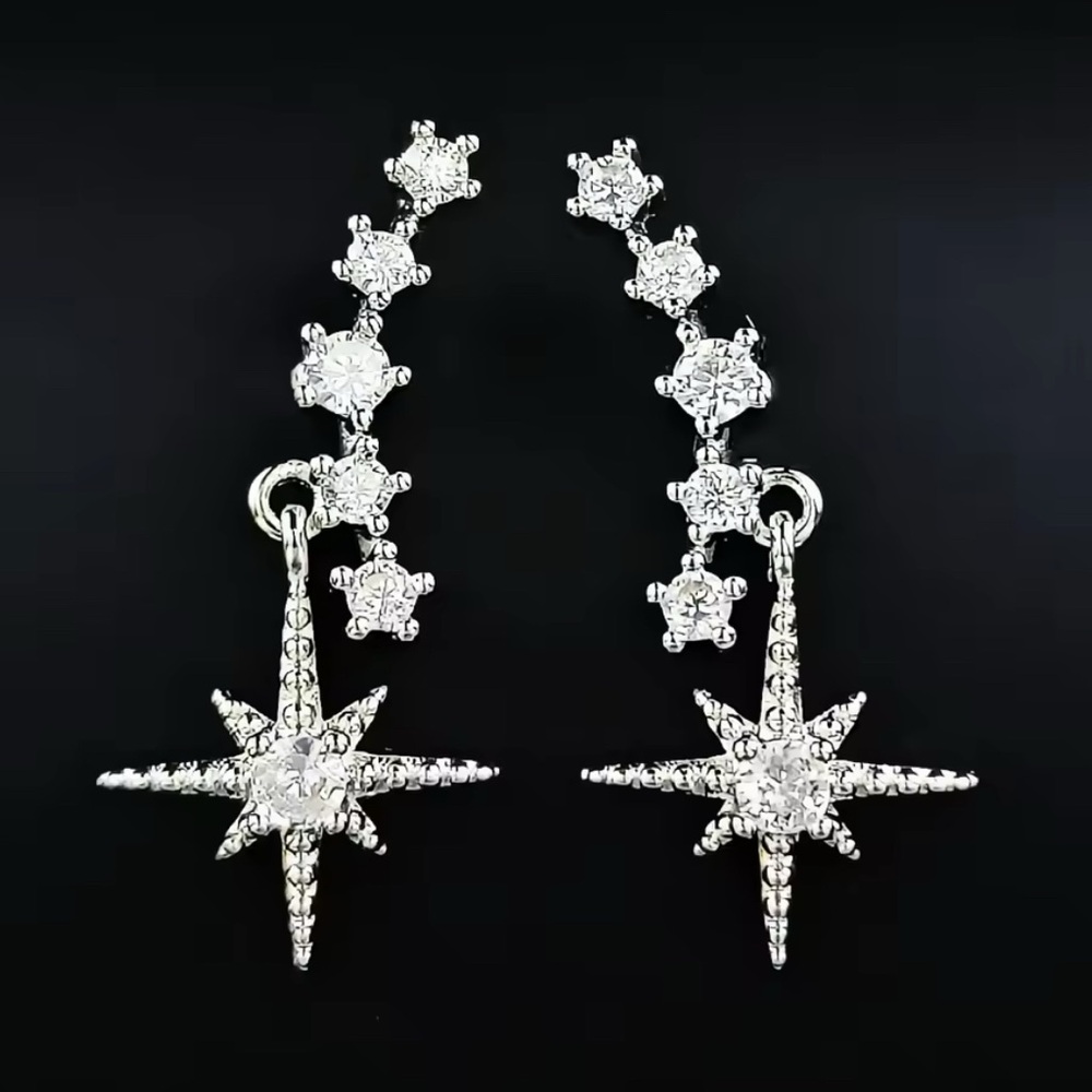 CZ Beautiful bling star drop earrings NWOT